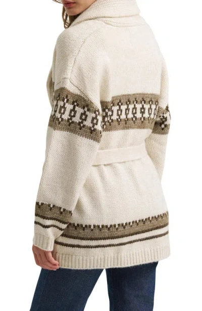 Lee Patterned Belted Cardigan In Ivory