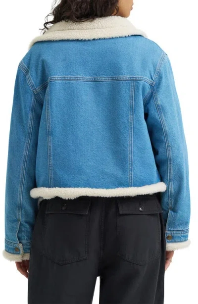 Lee Aviator Denim Jacket In Blue