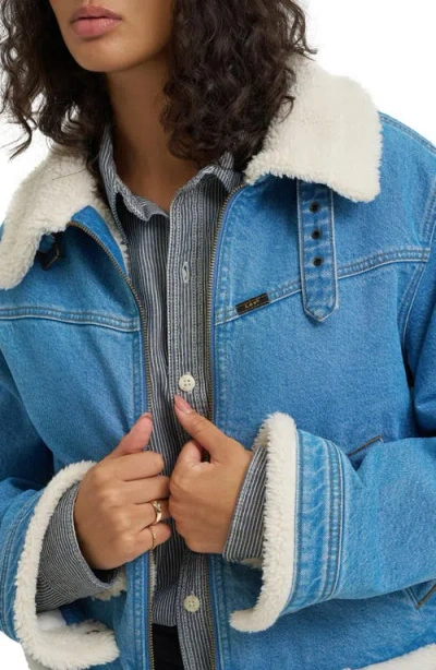 Lee Aviator Denim Jacket In Blue