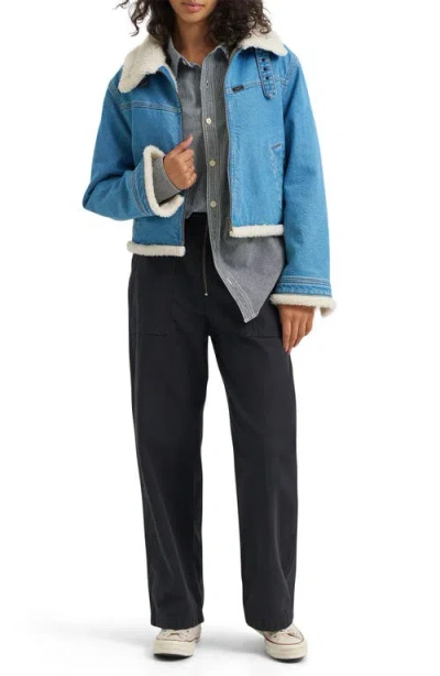 Lee Aviator Denim Jacket In Blue