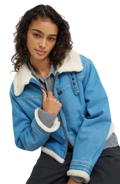 Lee Aviator Denim Jacket In Blue
