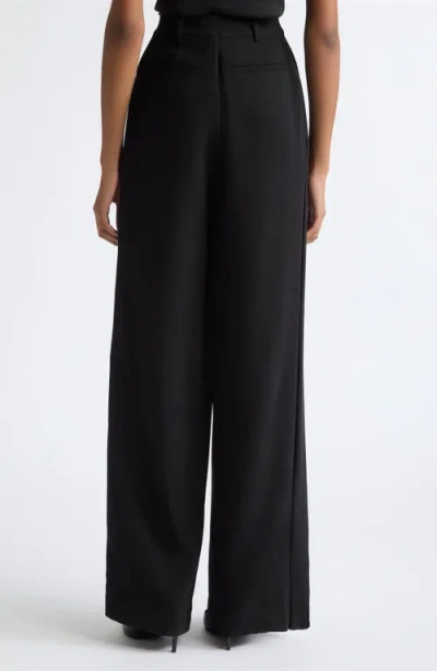 Cinq À Sept Marne Pleated Wide Leg Crepe Pants In Black