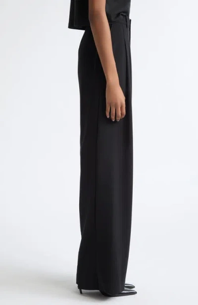 Cinq À Sept Marne Pleated Wide Leg Crepe Pants In Black