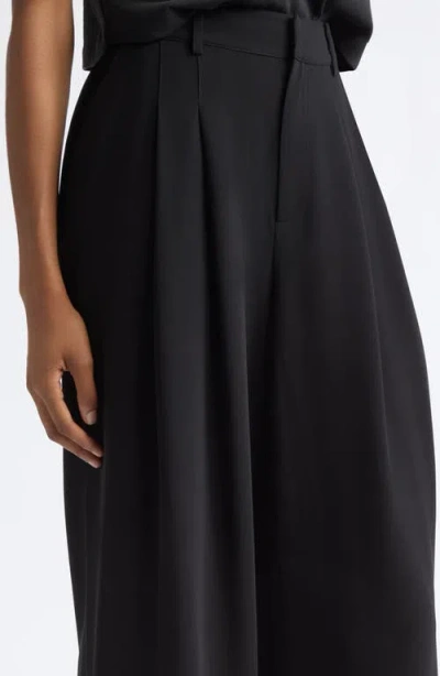 Cinq À Sept Marne Pleated Wide Leg Crepe Pants In Black