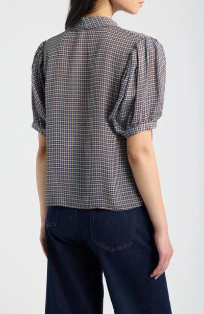 Frame The Sonnet Silk Blouse In Chestnut Multi Plaid