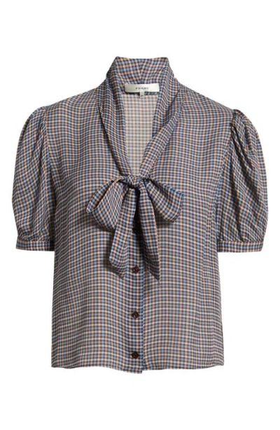 Frame The Sonnet Silk Blouse In Chestnut Multi Plaid
