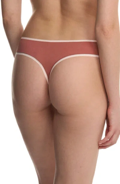 Natori Bliss Bare Stretch Cotton Thong In Rose/peach