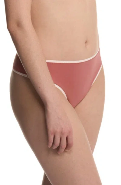 Natori Bliss Bare Stretch Cotton Thong In Rose/peach
