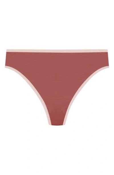Natori Bliss Bare Stretch Cotton Thong In Rose/peach