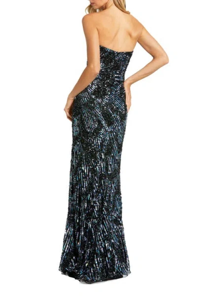 Mac Duggal Strapless Embellished Abstract Column Gown In Multi