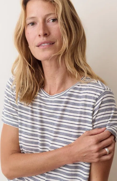 Marine Layer Swing Stripe Crewneck T-shirt In Navy Stripe