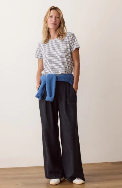 Marine Layer Swing Stripe Crewneck T-shirt In Navy Stripe