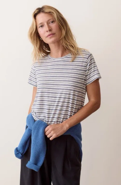 Marine Layer Swing Stripe Crewneck T-shirt In Navy Stripe