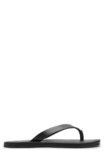 Mango Leather Flip Flop In Black