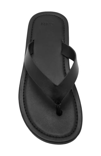 Mango Leather Flip Flop In Black