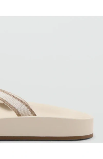 Mango Stripe Flip Flop In White