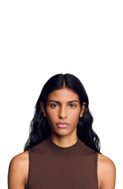 Sandro Fine Knit Cropped Shell Sweater In Brown