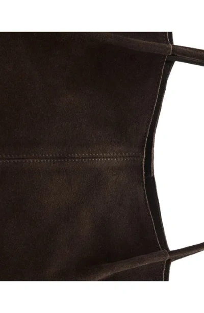 Mango Suede Shoulder Bag In Chocolate
