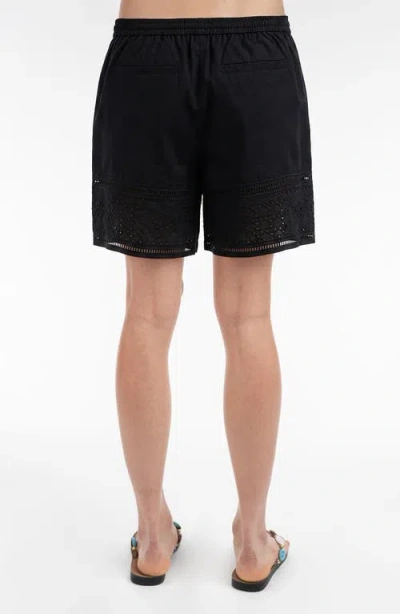 Elle Collection Lace Insert Pull-on Shorts In Black