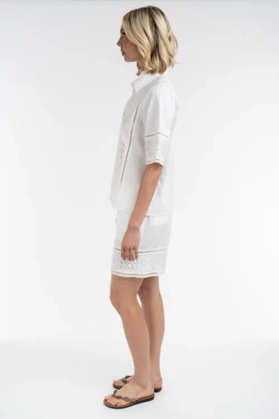 Elle Collection Lace Insert Everyday Blouse In White
