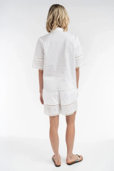 Elle Collection Lace Insert Everyday Blouse In White