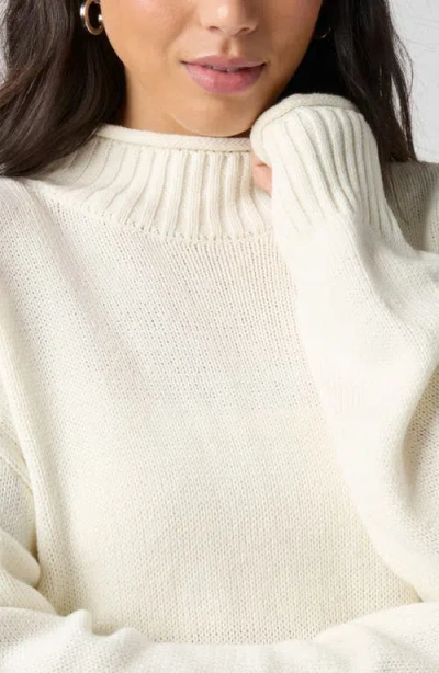 Florence By Mills Roll With It Mock Neck Sweater In White