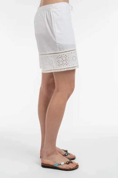 Elle Collection Lace Insert Pull-on Shorts In White
