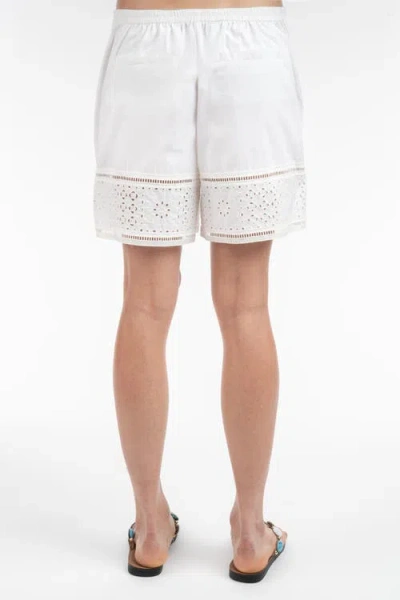 Elle Collection Lace Insert Pull-on Shorts In White