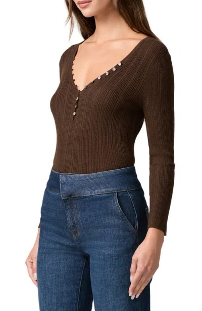 Paige Ginnette Button Rib Sweater In Hickory