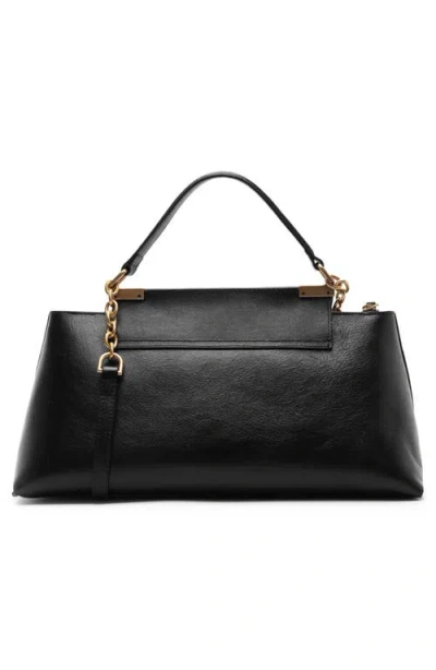 Arezzo Everly Medium Snake Embossed Leather Satchel In Black