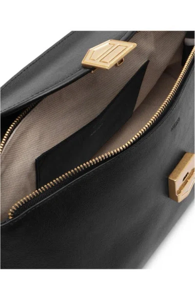 Arezzo Everly Medium Snake Embossed Leather Satchel In Black
