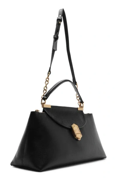Arezzo Everly Medium Snake Embossed Leather Satchel In Black