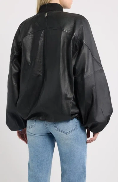 Mauritius Kylie Oversized Leather Bomber Jacket In Black