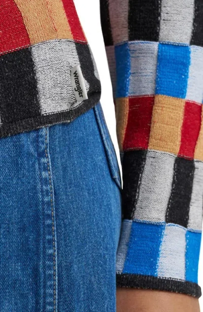 Wrangler Checked Long Sleeve Knit Top In Multi