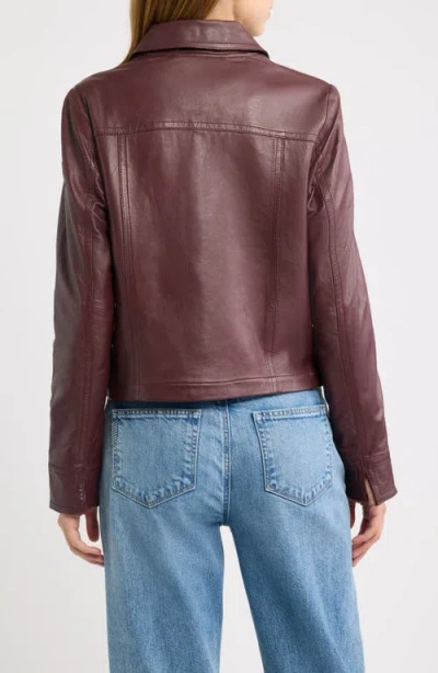 Mauritius Lefei Leather Jacket In Wine/black
