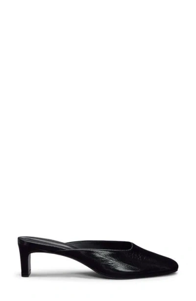 Reformation Inez Leather Heeled Mule In Black Eel