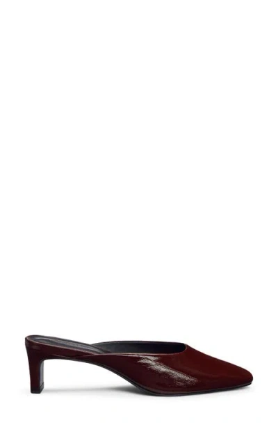 Reformation Inez Leather Heeled Mule In Ruby Eel