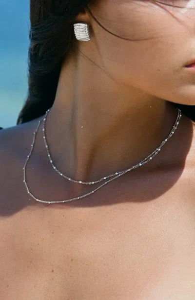 Atolea Double Beaded Choker In Silver