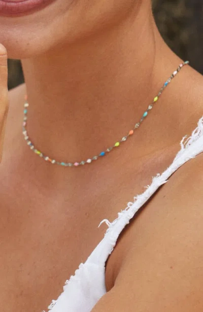 Atolea Rainbow Dainty Choker In Silver