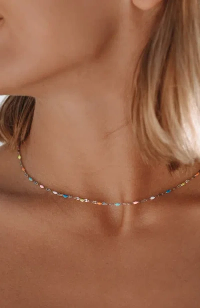 Atolea Rainbow Dainty Choker In Silver