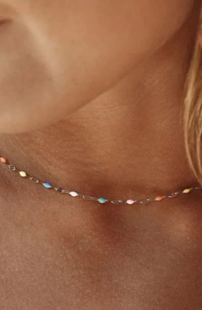 Atolea Rainbow Dainty Choker In Silver