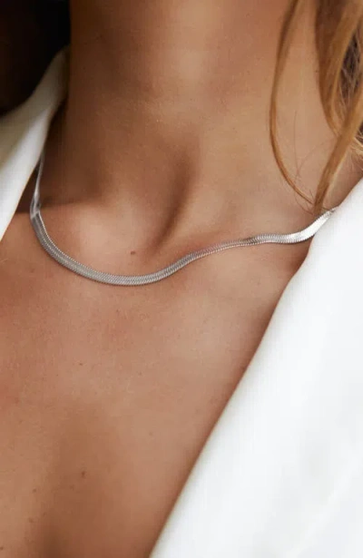 Atolea Kauai Herringbone Choker In Silver