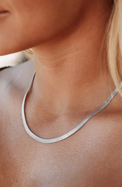 Atolea Kauai Herringbone Choker In Silver