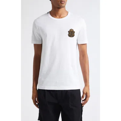Dolce & Gabbana Heraldic Patch Short Sleeve T-shirt Size 48 In White