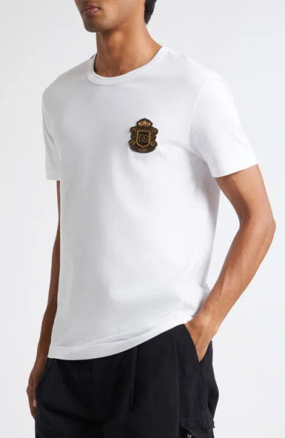 Dolce & Gabbana Heraldic Patch Short Sleeve T-shirt Size 48 In White
