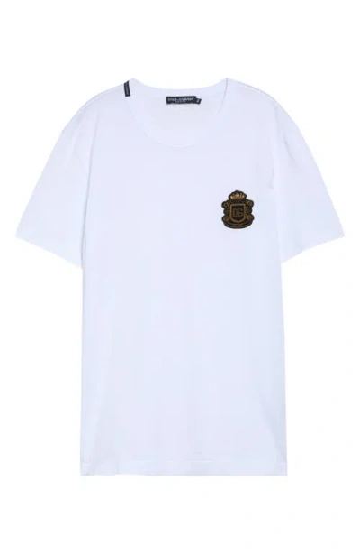 Dolce & Gabbana Heraldic Patch Short Sleeve T-shirt Size 48 In White