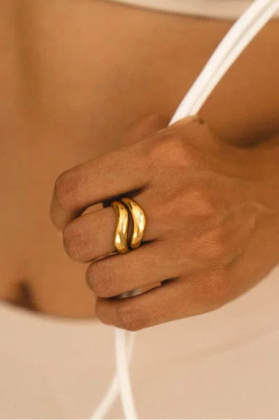 Atolea Double Trouble Ring Set In Gold