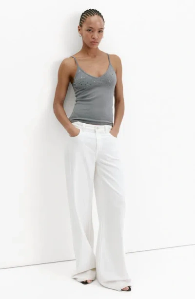 Mango Sparkly Top With Thin Straps In Gray