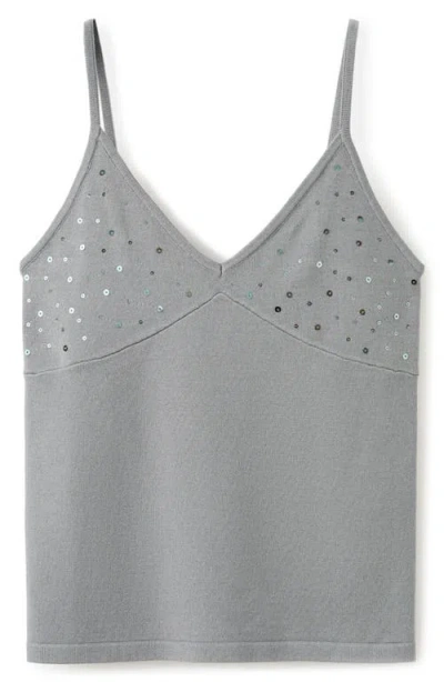 Mango Sparkly Top With Thin Straps In Gray