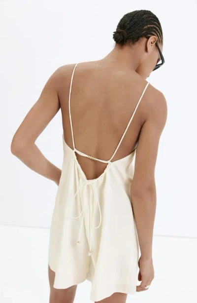 Mango Open Back Straight Jumpsuit In Ecru